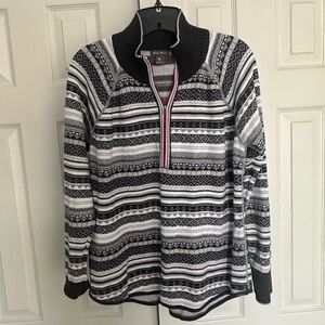 Eddie Bauer Black and White Zip-Up Sweater size L